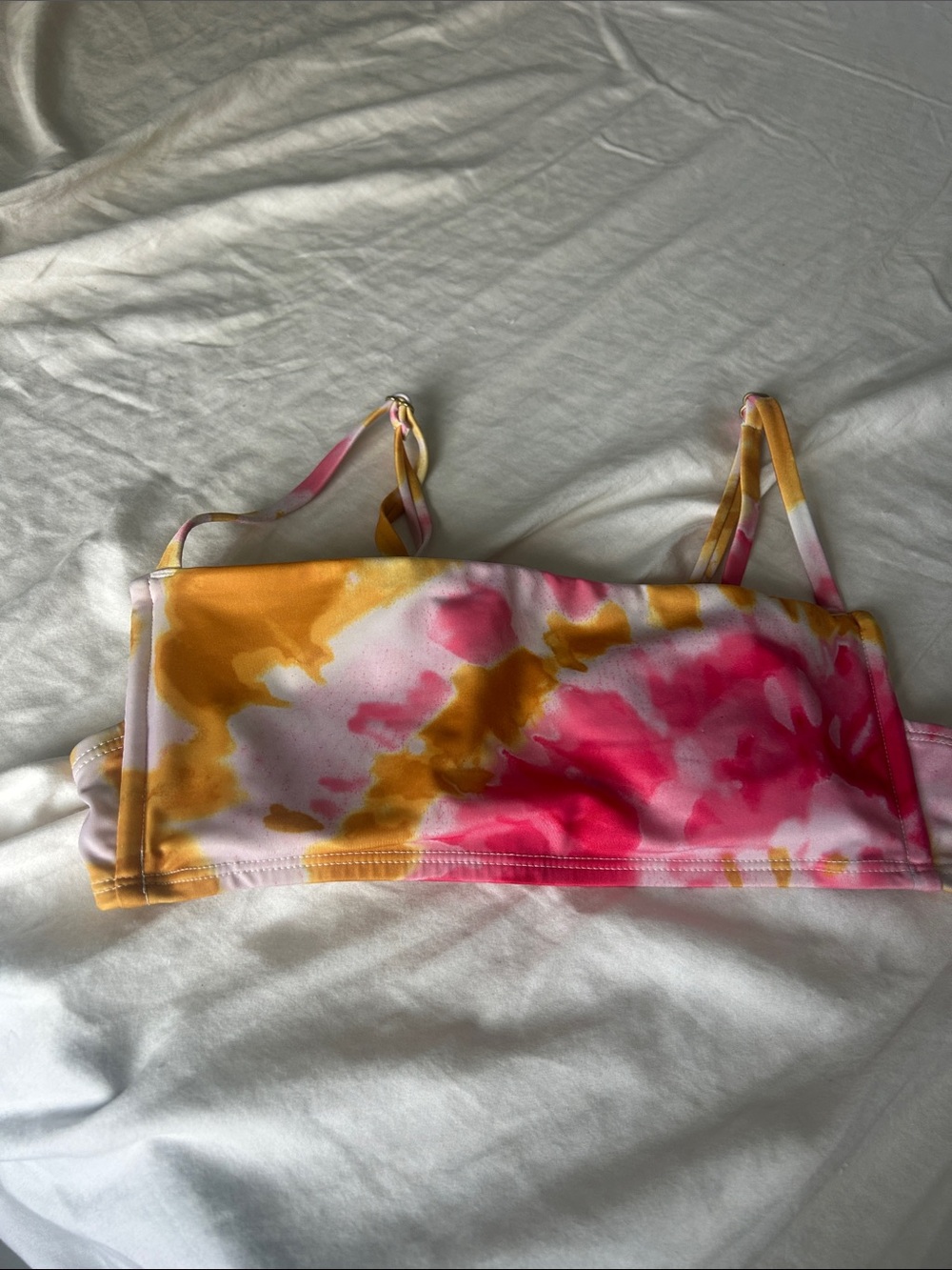 Aeropostale Pink and Yellow Tie-Dye Bikini Top